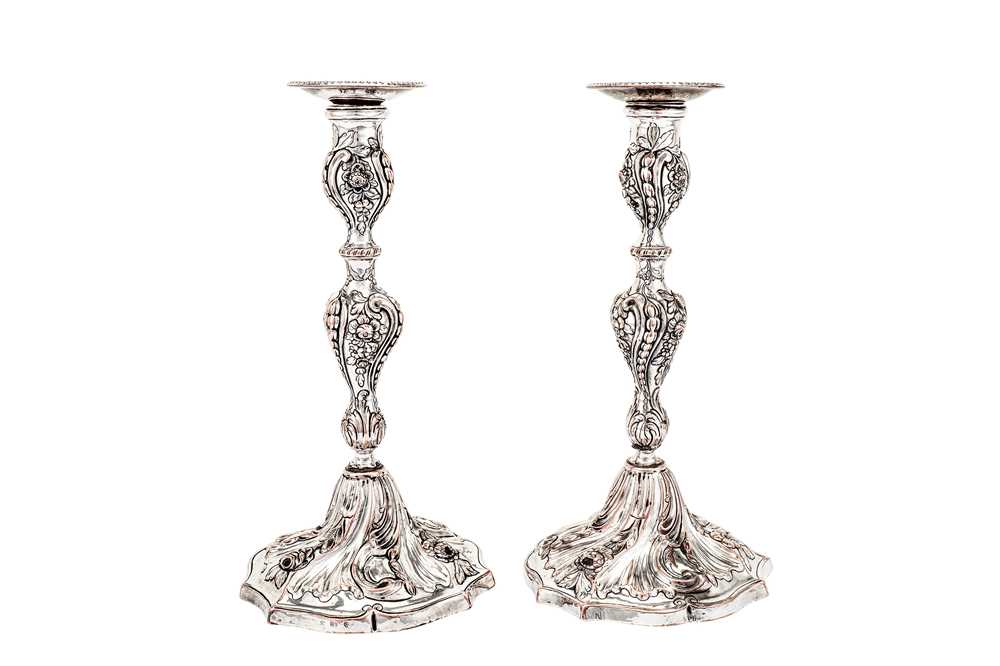 Lot 501 - A pair of George III Old Sheffield Silver Plate candlesticks, Birmingham circa 1768 by Matthew Boulton and John Fothergill