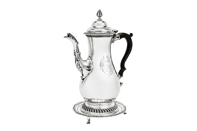Lot 500 - A George III sterling silver coffee pot on stand, the pot London 1770 by Francis Crump (first reg. 14th May 1745)