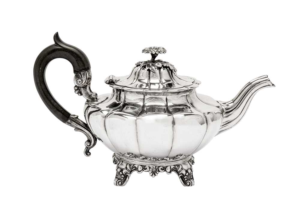 Lot 473 - A Victorian sterling silver teapot, London 1844 by William Robert Smily (reg. March 1842)