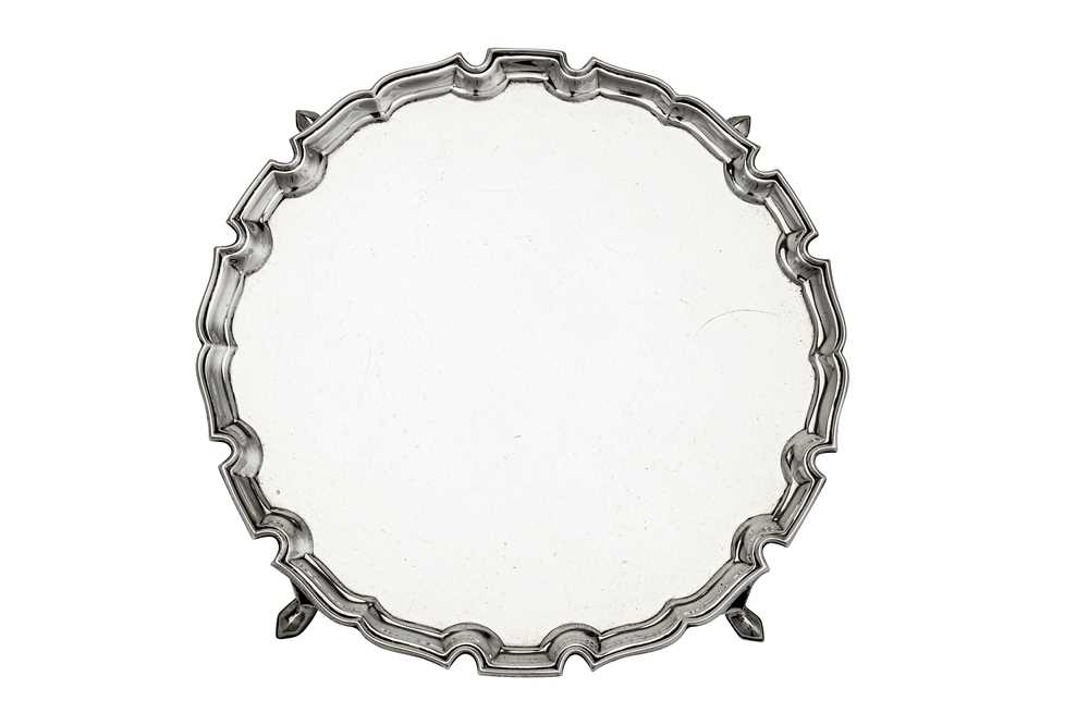 Lot 460 - A George VI sterling silver salver, London 1939 by Boodle & Dunthorne of Liverpool overstriking another