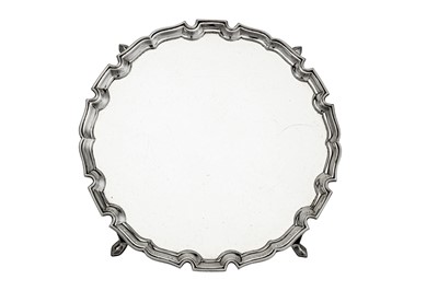 Lot 460 - A George VI sterling silver salver, London 1939 by Boodle & Dunthorne of Liverpool overstriking another