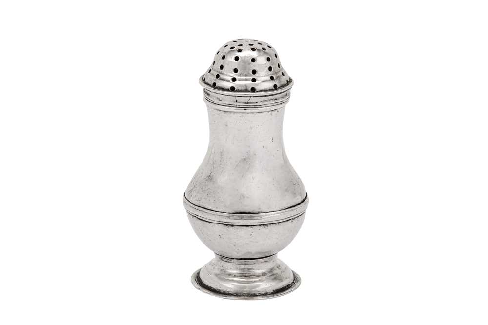 Lot 313 - A rare American Colonial mid-18th century silver pepper caster, Philadelphia circa 1740-50 by Phillip Syng jr (1703-1789)