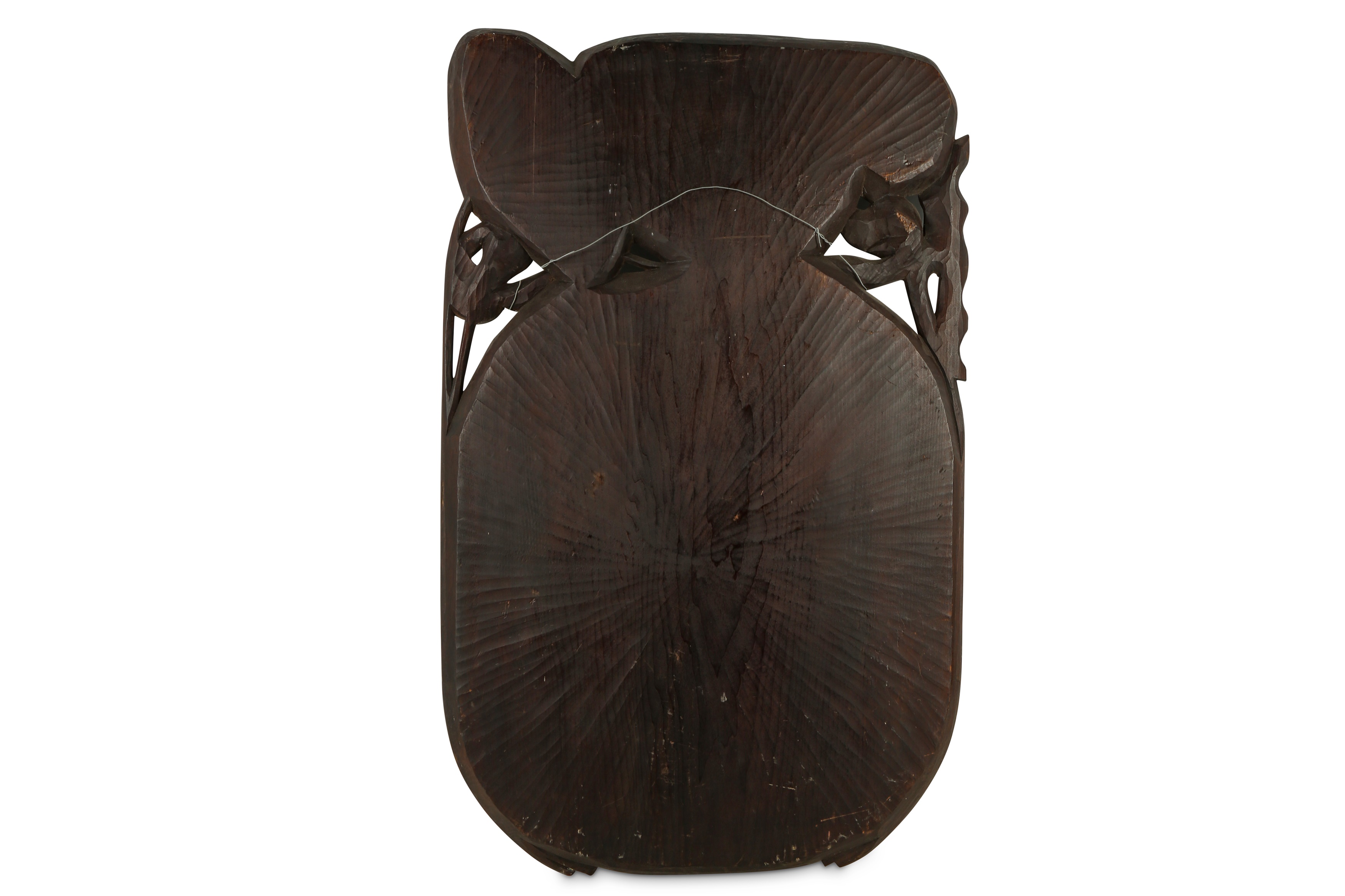 Lot 584 - A SET OF THREE CARVED WOOD LOTUS TRAYS