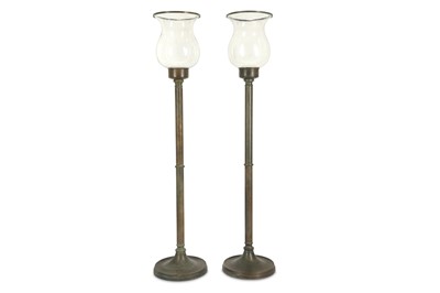 Lot 411 - A pair of contemporary floor standing storm lanterns