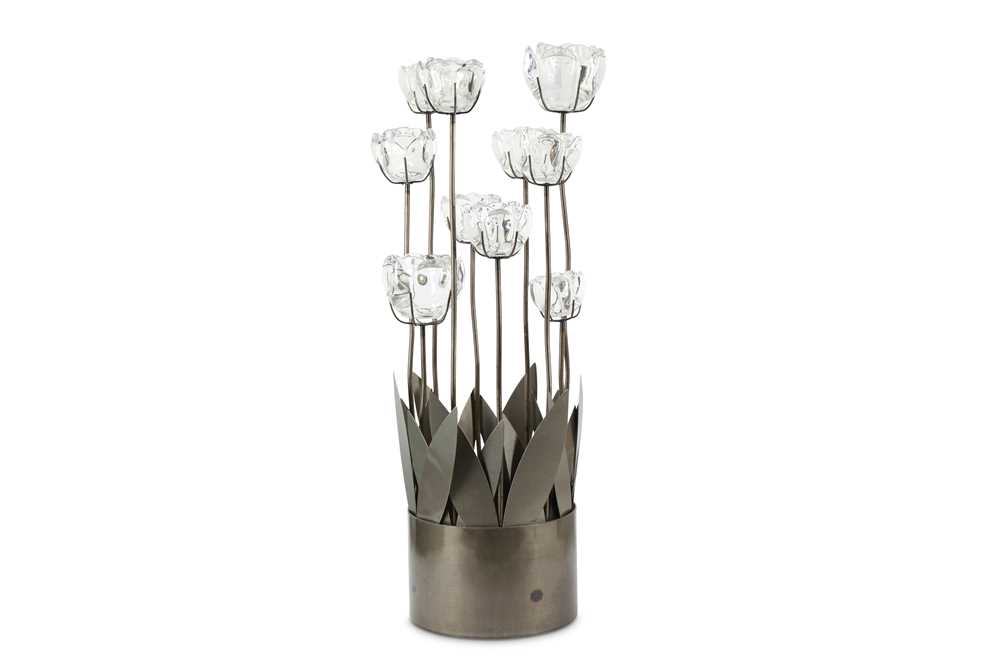 Lot 103 - A contemporary decorative floor standing metal candle holder