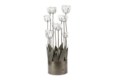 Lot 103 - A contemporary decorative floor standing metal candle holder