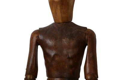 Lot 105 - A RARE MID 19TH CENTURY ENGLISH PINE LIFE-SIZE ARTIST'S LAY FIGURE / MANNEQUIN