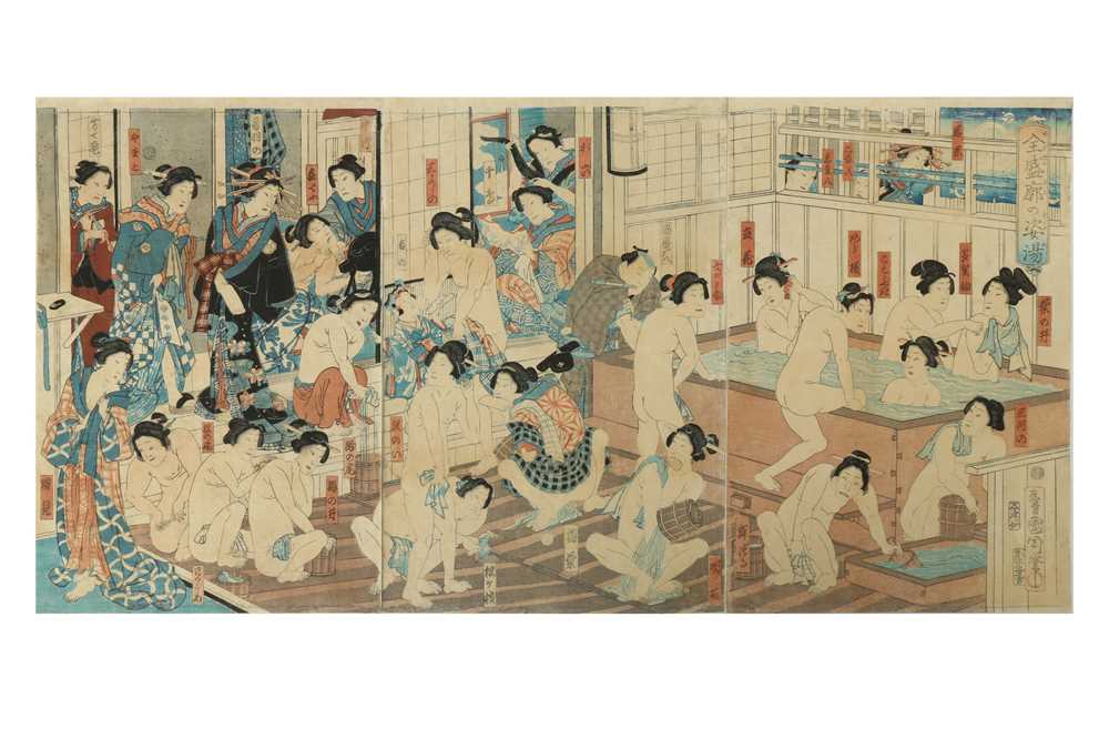 Lot 646 - JAPANESE WOODBLOCK PRINTS BY KUNICHIKA (1835 - 1900).