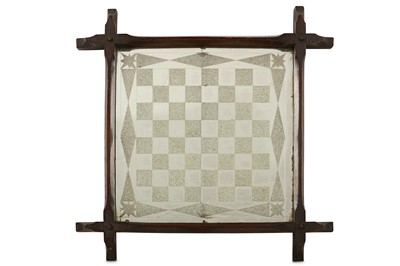 Lot 133 - TWO 19TH CENTURY ENGLISH ETCHED GLASS MIRRORED CHESSBOARDS