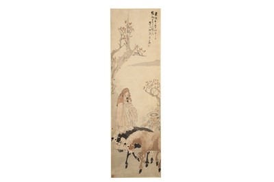 Lot 732 - FOUR CHINESE HANGING SCROLL PAINTINGS.