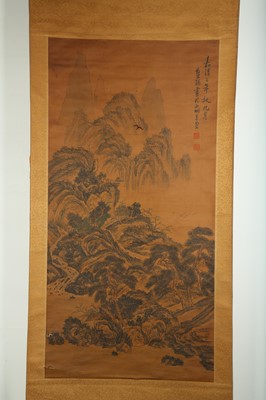 Lot 732 - FOUR CHINESE HANGING SCROLL PAINTINGS.