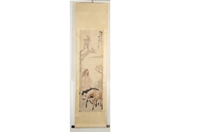 Lot 732 - FOUR CHINESE HANGING SCROLL PAINTINGS.