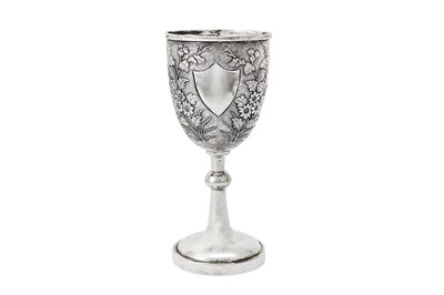 Lot 311 - A late 19th century Chinese silver export trophy goblet or standing cup, Shanghai circa 1870-80