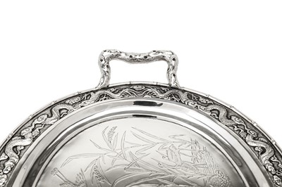 Lot 310 - An early 20th century Chinese silver export silver twin handled tray, Canton or Shanghai circa 1910