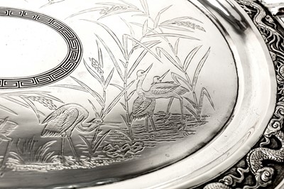 Lot 310 - An early 20th century Chinese silver export silver twin handled tray, Canton or Shanghai circa 1910