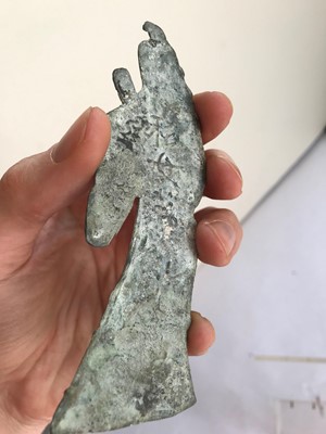 Lot 473 - A PAIR OF CHINESE BRONZE FIGURATIVE PLAQUES.