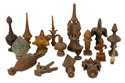 Lot 166 - FOLK ART: A COLLECTION OF SEVENTEEN 18TH AND 19TH CENTURY CAST IRON FINIALS