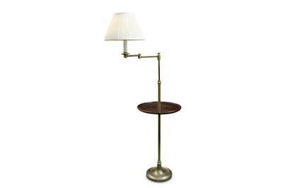 Lot 323 - A late 20th Century adjustable brass reading or standard lamp