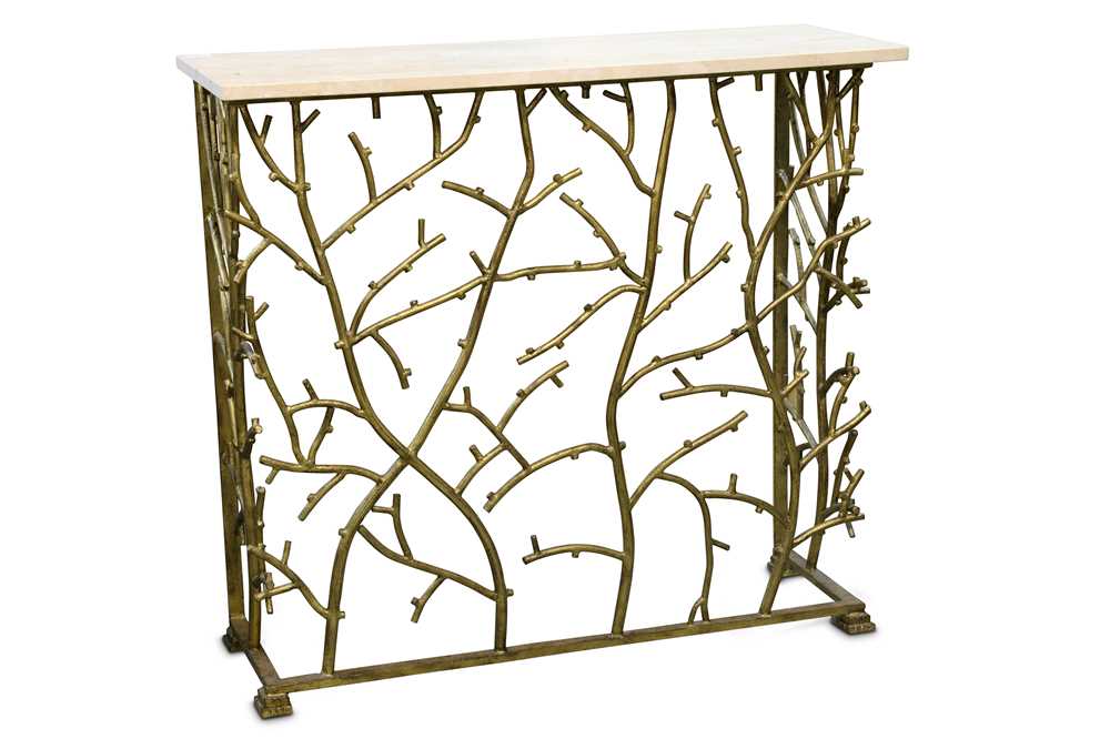 Lot 322 - A contemporary gilt metal console table