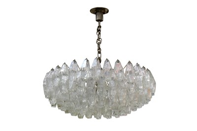 Lot 36 - A large hand blown glass chandelier in the style of Carlo Scarpa for Venini