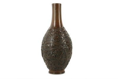 Lot 647 - A CHINESE BRONZE 'DRAGON' VASE.