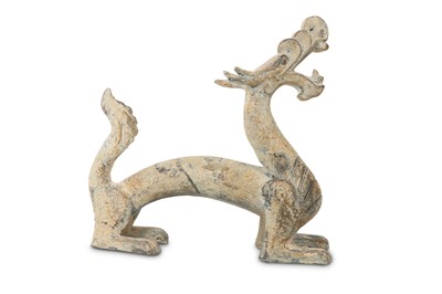 Lot 471 - A CHINESE POTTERY FIGURE OF A DRAGON.
