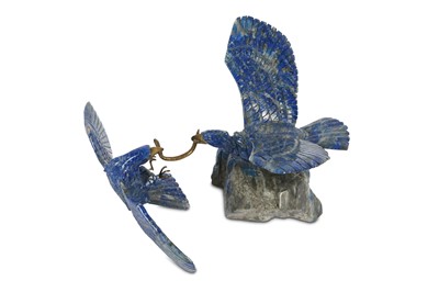 Lot 428 - A Lapis Lazuli carving modelled as a pair of eagles