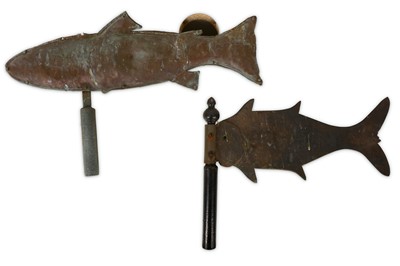 Lot 96 - FOLK ART: TWO 20TH CENTURY ENGLISH COPPER WEATHERVANES MODELLED AS FISH