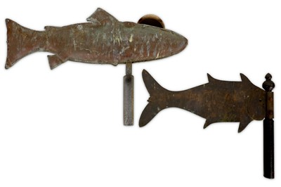 Lot 96 - FOLK ART: TWO 20TH CENTURY ENGLISH COPPER WEATHERVANES MODELLED AS FISH