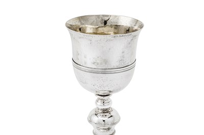 Lot 254 - An 18th century Spanish unmarked silver chalice