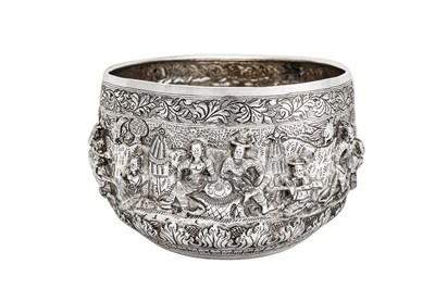 Lot 145 - A late 19th / early 20th century Burmese unmarked silver bowl, Mandalay, circa 1900 by a ‘beast’ maker