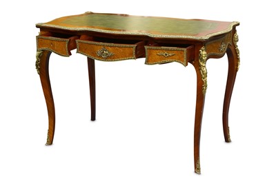 Lot 285 - A Louis XIV style kingwood bureau plat and chair