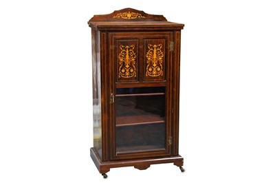 Lot 287 - A late Victorian rosewood and marquetry inlaid music cabinet