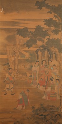 Lot 816 - A COLLECTION OF FIVE CHINESE HANGING SCROLLS.