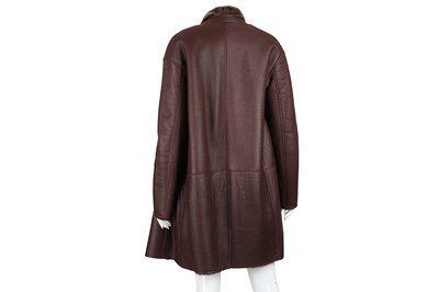 Lot 204 - Celine Burgundy Reversible Shearling Coat - Size 36