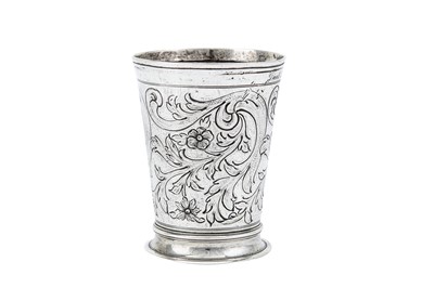 Lot 247 - A late 19th century Austrian 800 standard silver beaker, Vienna circa 1881 by JCK for Joseph Carl Klinkosch (b. 1822, master 1843, d. 1888)