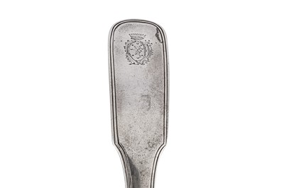 Lot 355 - A mid to late 19th century Anglo Indian colonial silver soup ladle, Calcutta circa 1860-80 by Robert Hamilton & Co