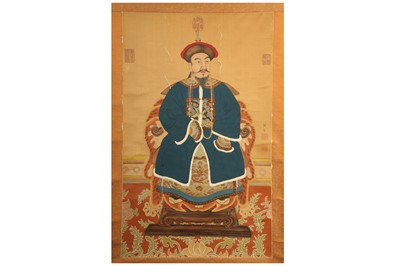 Lot 674 - FOUR CHINESE ANCESTOR PORTRAITS, 20TH CENTURY.