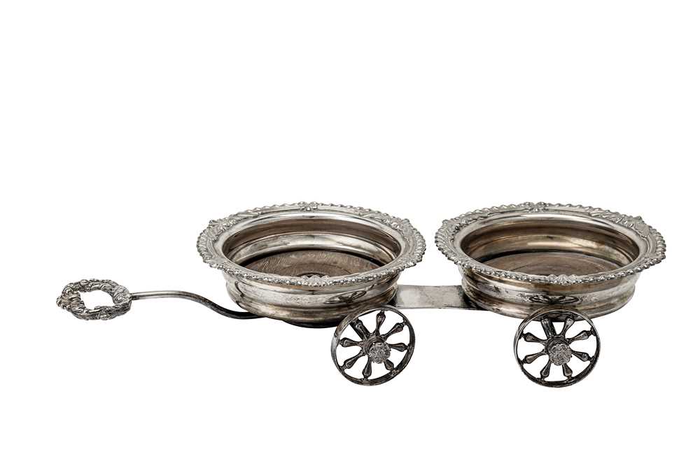 Lot 393 - A Victorian silver plated (EPNS) wine coaster trolley, circa 1850