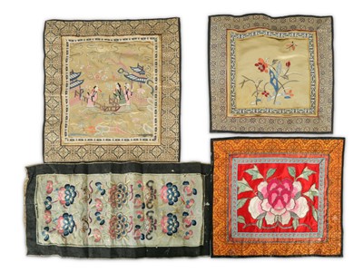 Lot 225 - A collection of Chinese textiles together with votive plaques and other fragments.