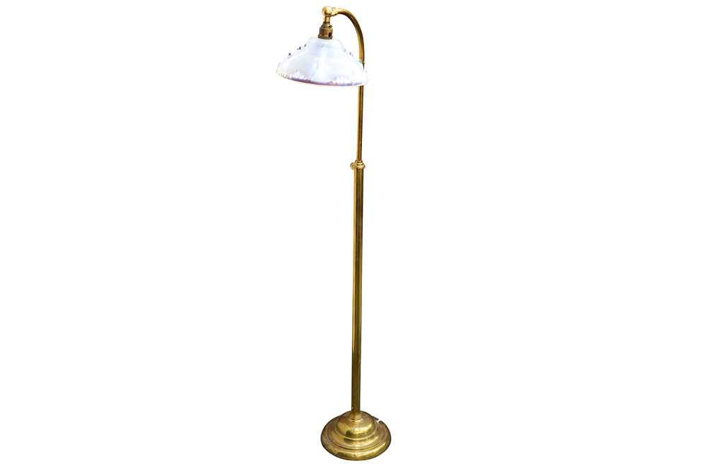 Lot 420 - A Christopher Wray Victorian style adjustable brass standard lamp