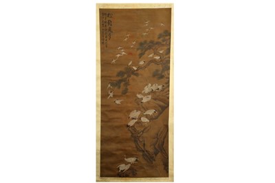 Lot 675 - FOUR CHINESE  HANGING SCROLL PAINTINGS DEPICTING BIRDS AND FLOWERS.