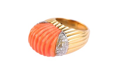 Lot 108 - λ A coral and diamond dress ring, circa 1975