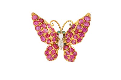 Lot 54 - A ruby and diamond butterfly brooch