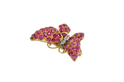 Lot 54 - A ruby and diamond butterfly brooch