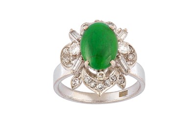 Lot 9 - A jade and diamond ring