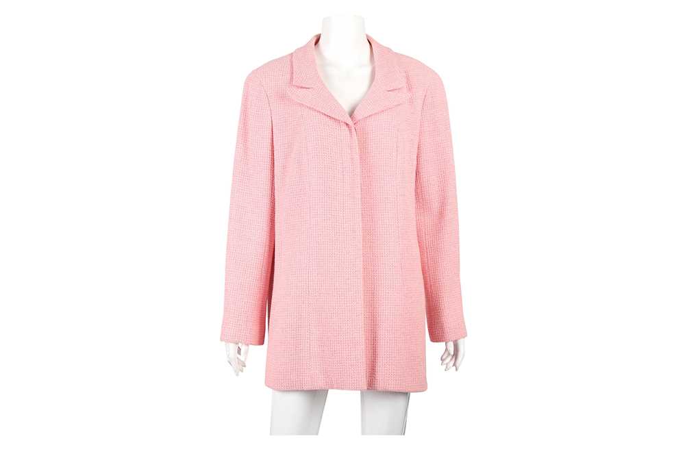 Lot 26 - Chanel Pink Tweed Single Breasted Jacket - Size 46