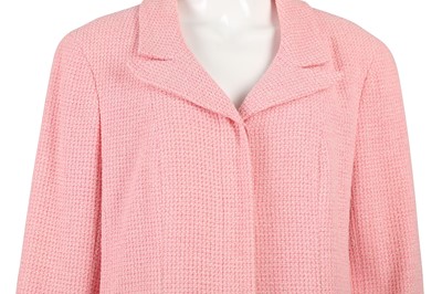 Lot 26 - Chanel Pink Tweed Single Breasted Jacket - Size 46