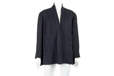 Lot 95 - Chanel Navy Linen Silk Jacket - Size 46