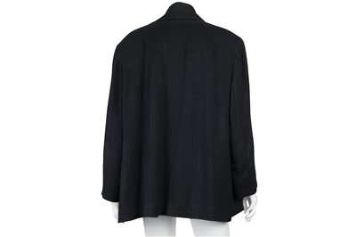 Lot 95 - Chanel Navy Linen Silk Jacket - Size 46